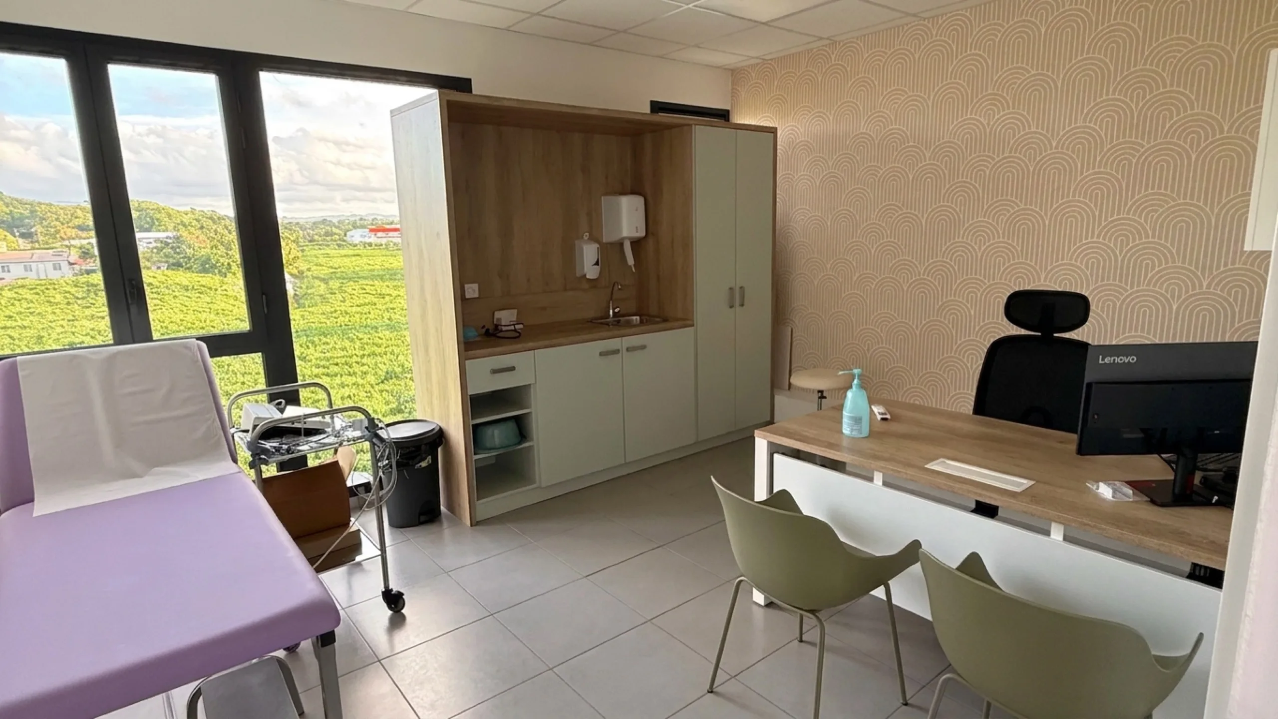 Cabinet de consultation du centre avec vue sur la campagne martiniquaise